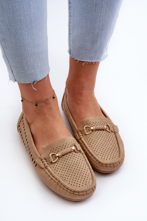 sieviešu mokasīni  ar ornamentiem brūnas krāsas Kaydance