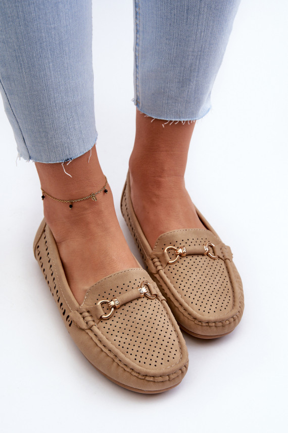 sieviešu mokasīni  ar ornamentiem brūnas krāsas Kaydance