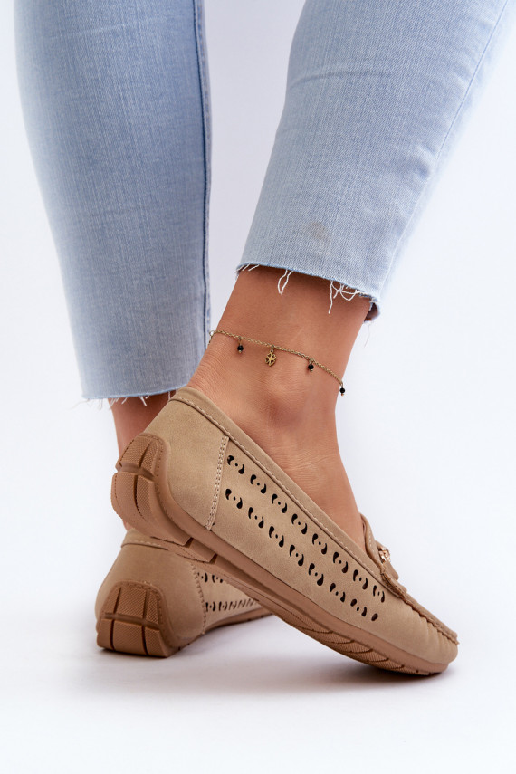 sieviešu mokasīni  ar ornamentiem brūnas krāsas Kaydance