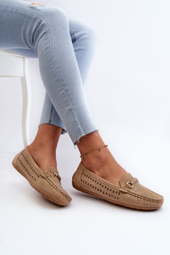 sieviešu mokasīni  ar ornamentiem brūnas krāsas Kaydance