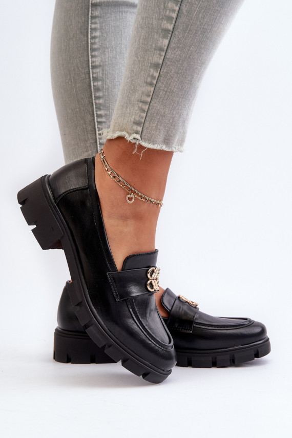 Eleganta stila sieviešu mokasīni  melnas krāsas Tosisa