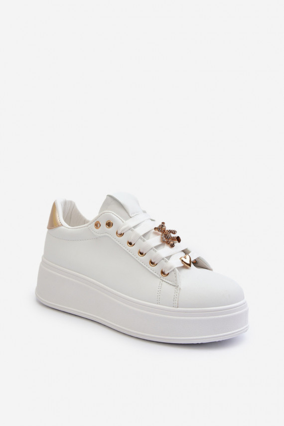 Sneakers modeļa apavi   ar platformu Z Przypinkami  baltas krāsas Cavisa