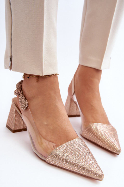 Eleganta stila Kurpes Apavi ar spicu purngalu D&A MR91292-1 champagne