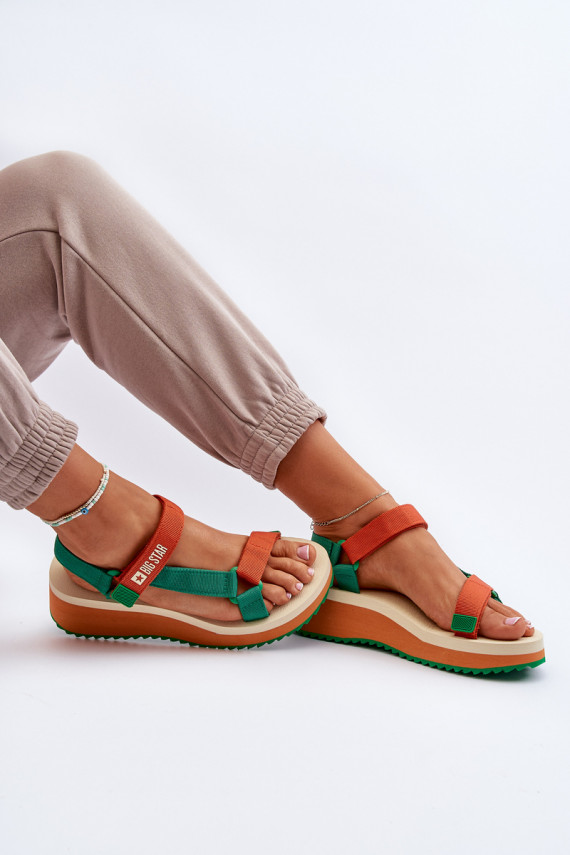 Sieviešu basenes ar platformu I Koturnie Big Star NN274A053 zaļš-oranžas krāsas