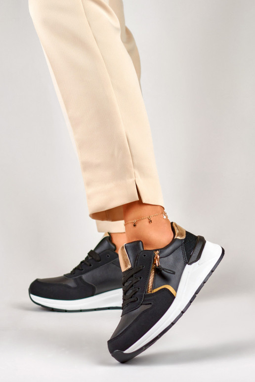 Melni sieviešu apavi ar zelta...