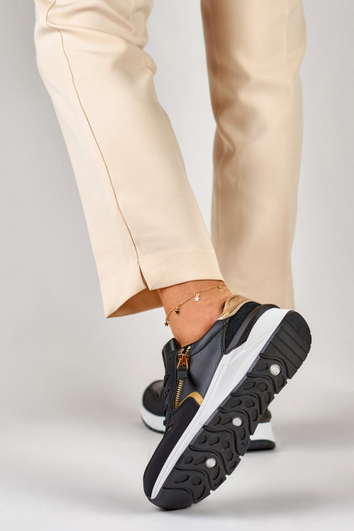 Melni sieviešu apavi ar zelta...