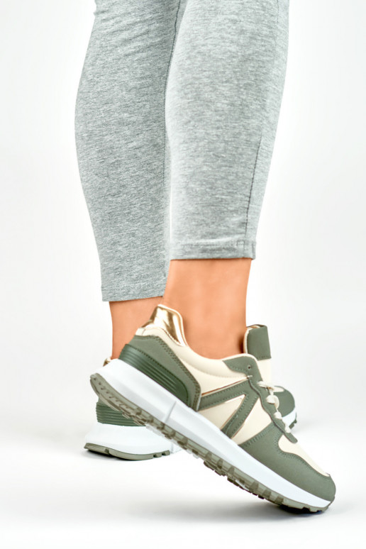 Sieviešu apavi zaļā un bēšā krāsā