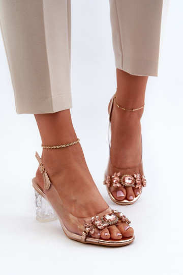 Eleganta stila sandales ar papēdi  Zelta krāsas D&A MR38-444
