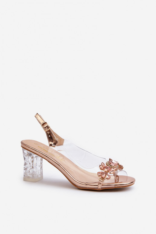 Eleganta stila sandales ar papēdi Zelta krāsas D&A