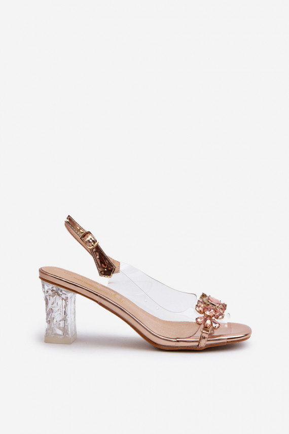 Eleganta stila sandales ar papēdi Zelta krāsas D&A