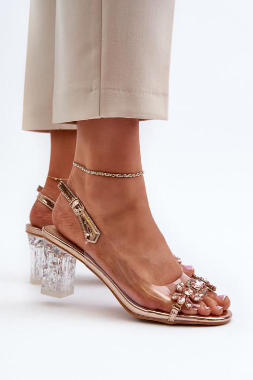 Eleganta stila sandales ar papēdi  Zelta krāsas D&A MR38-444