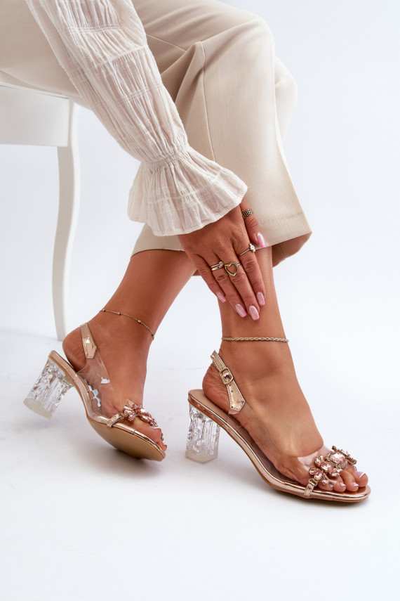 Eleganta stila sandales ar papēdi Zelta krāsas D&A
