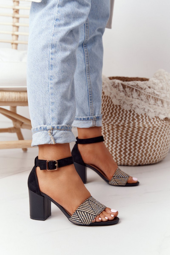 sandales  ar papēdi melnas krāsas Honeymoon