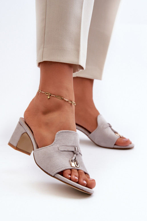 sieviešu čības Z no eko zamšādasu ar papēdi Pelēkas krāsas Jemenna