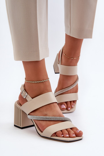 Eleganta stila sandales ar papēdi smilšu krāsas D&A MR38-549 2