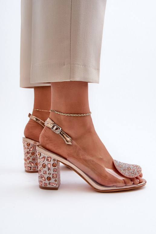 sandales Caurspīdīgas ar papēdi Zelta krāsas D&A MR38-812