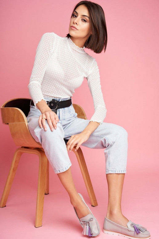 Zamšādas mokasīni ar bārkstīm Pelēkas...