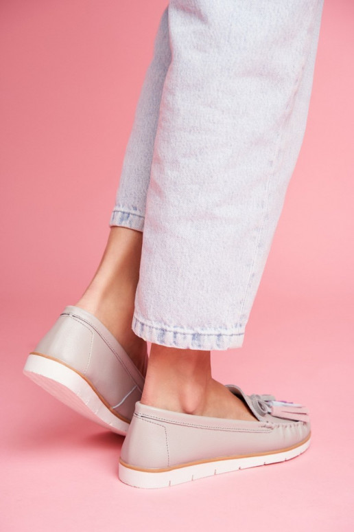 Zamšādas mokasīni ar bārkstīm Pelēkas...