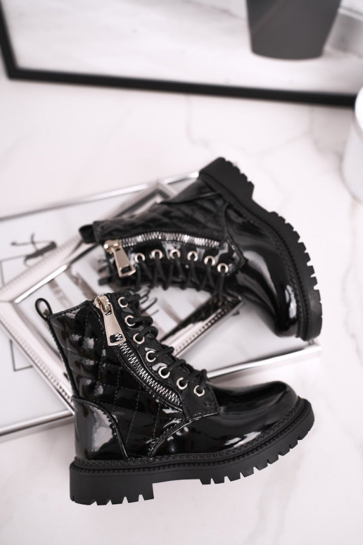 Melnas krāsas lakots sieviešu zābaki