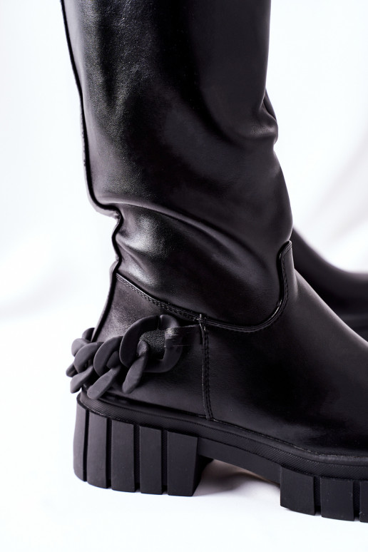 Melni garie zābaki ar ķēdītēm Teardown Melni garie zābaki ar ķēdītēm Teardown