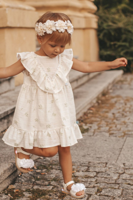 Bērnu sandales ar ziediem baltā krāsā Bērnu sandales ar ziediem baltā krāsā