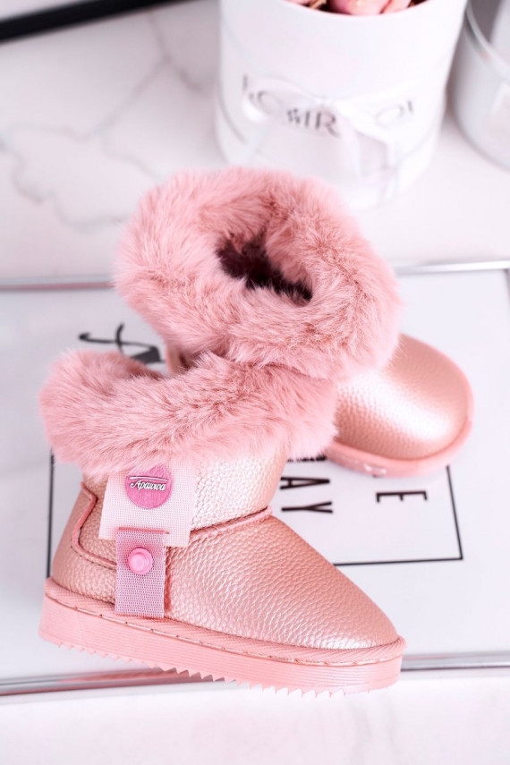 Apsildāmi bērnu sniega zābaki rozā krāsā