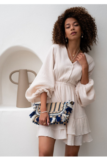 Milla - bēša kleita ar platām piedurknēm