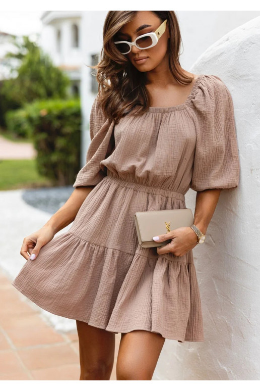 Maud - Boho bēša muslīna kleita Maud - Boho bēša muslīna kleita