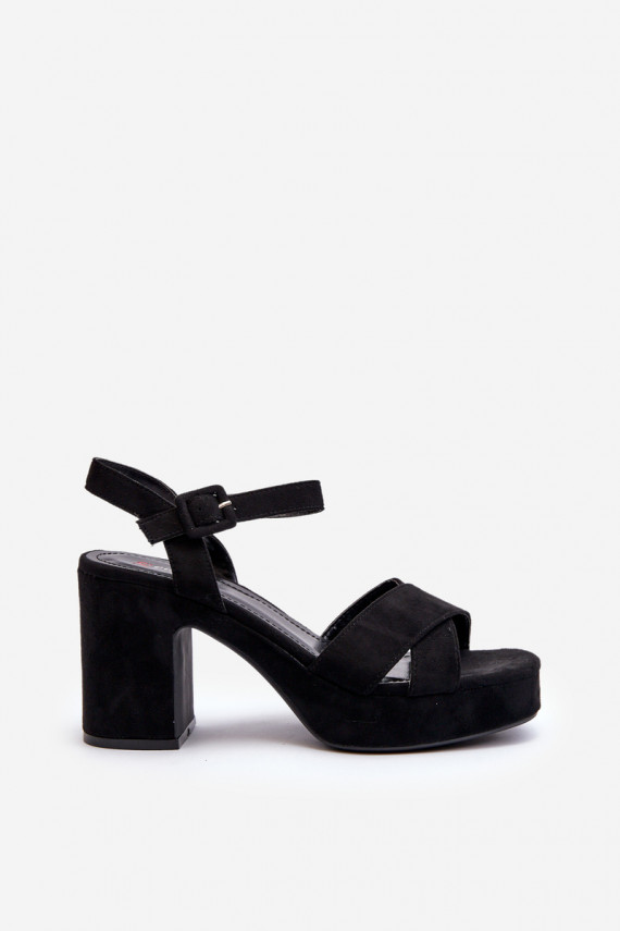 Sieviešu basenes Z no eko zamšādasu ar papēdi un platforma melnas krāsas Sakane