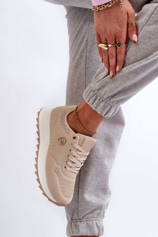 Sneakers modeļa apavi   ar platformu smilšu krāsas Rottiana