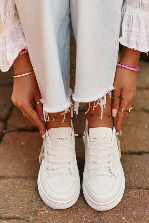 brīvā laika apavi sporta apavi   ar platformu ar ornamentiem baltas krāsas Vinceza 13613