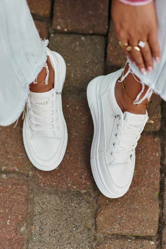 brīvā laika apavi sporta apavi   ar platformu ar ornamentiem baltas krāsas Vinceza 13613