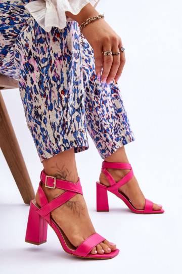 Eleganta stila sandales ar papēdi rozā krāsas Michele 2
