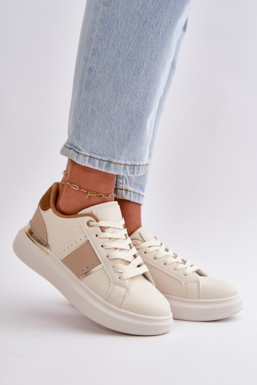 Stilīgasrnas Sneakers modeļa apavi Sievišķīgs ar platformu no eko ādas brūnas krāsas Nevisase 2