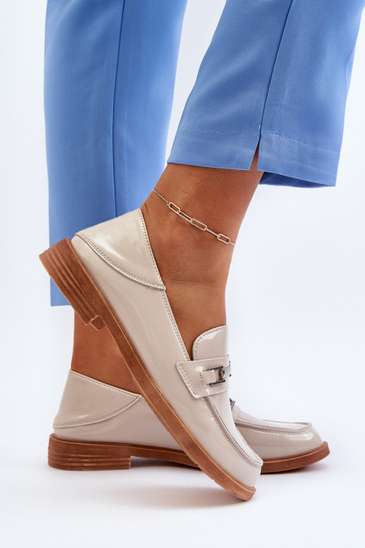 sieviešu mokasīni Laque smilšu krāsas Nurea