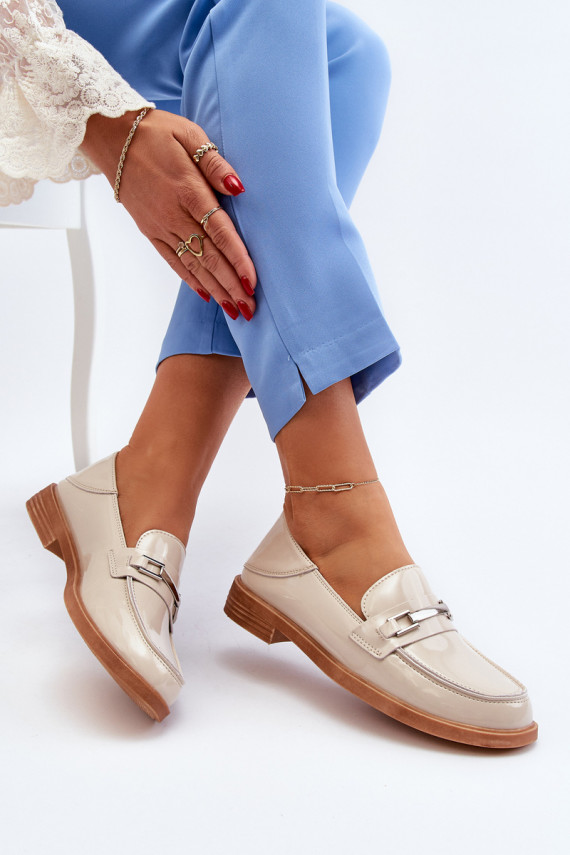 sieviešu mokasīni Laque smilšu krāsas Nurea