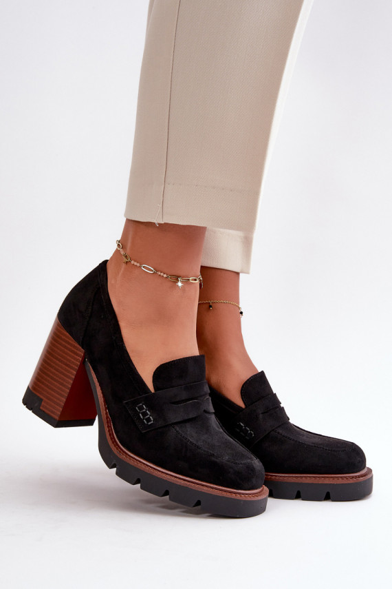 Sieviešu augstpapēžu kurpes no Eko ādas Suede Black Vinceza