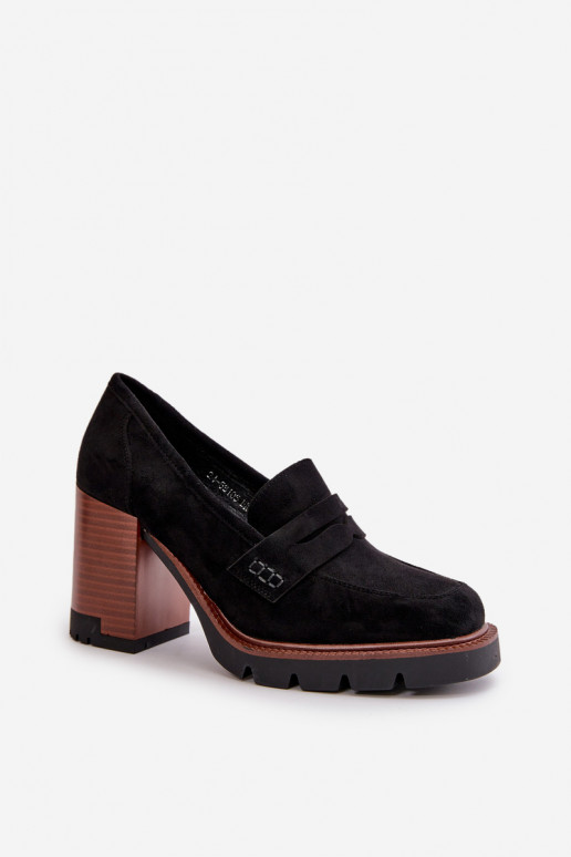 Sieviešu augstpapēžu kurpes, kas izgatavotas no Eco Suede Black Vinceza 58105