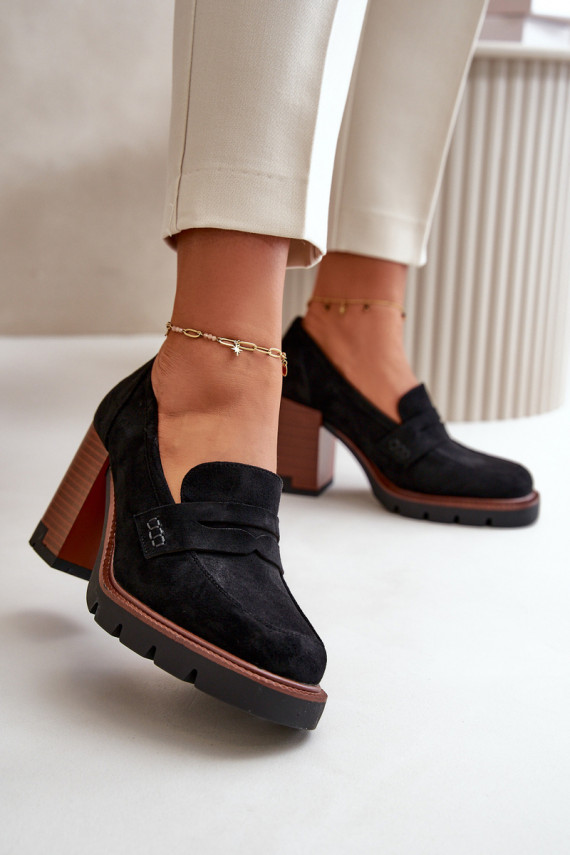 Sieviešu augstpapēžu kurpes, kas izgatavotas no Eco Suede Black Vinceza 58105