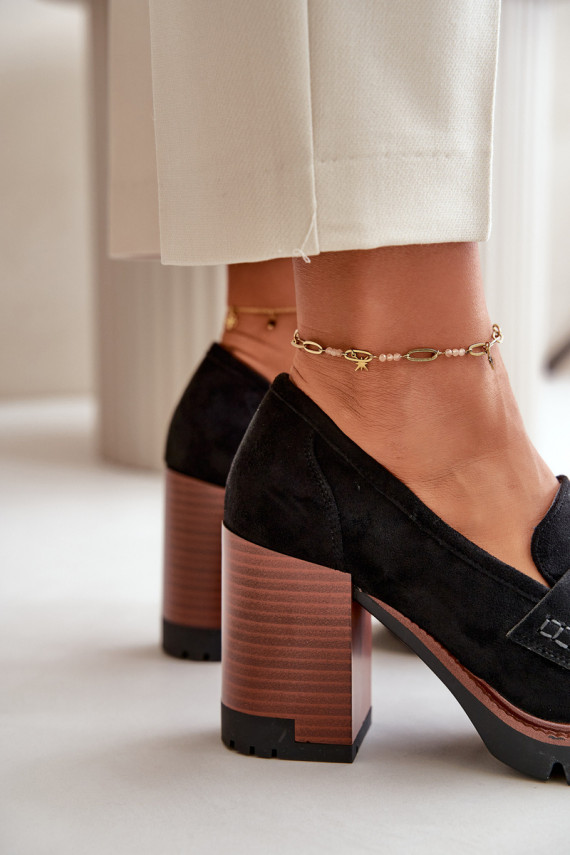 Sieviešu augstpapēžu kurpes, kas izgatavotas no Eco Suede Black Vinceza 58105