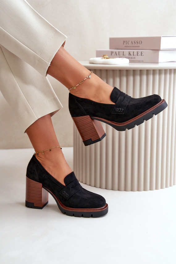 Sieviešu augstpapēžu kurpes no Eko ādas Suede Black Vinceza