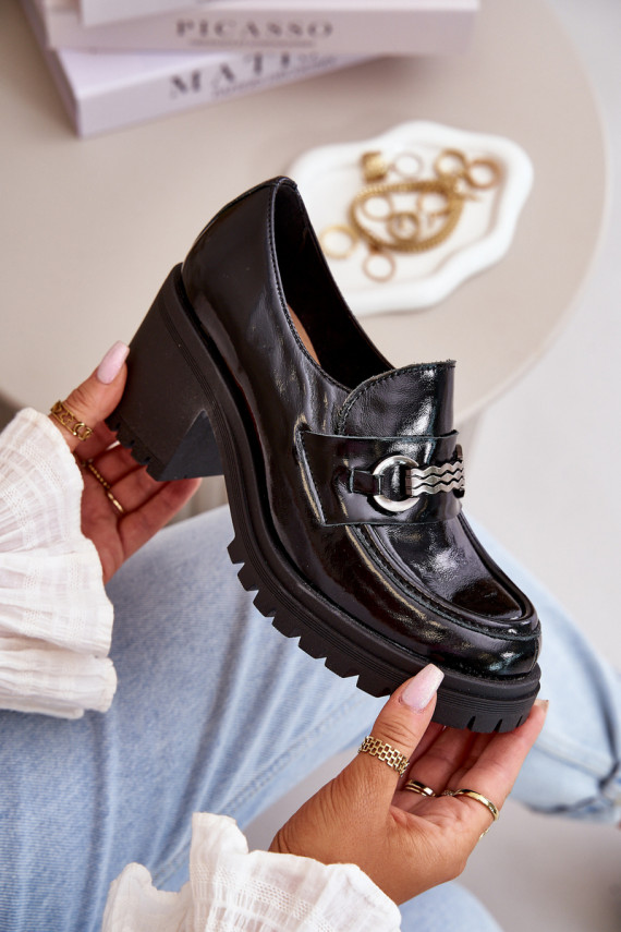 Zazoo 20175 Laque apavi Sievišķīgs ar papēdi Dabīgas ādas melnas krāsas