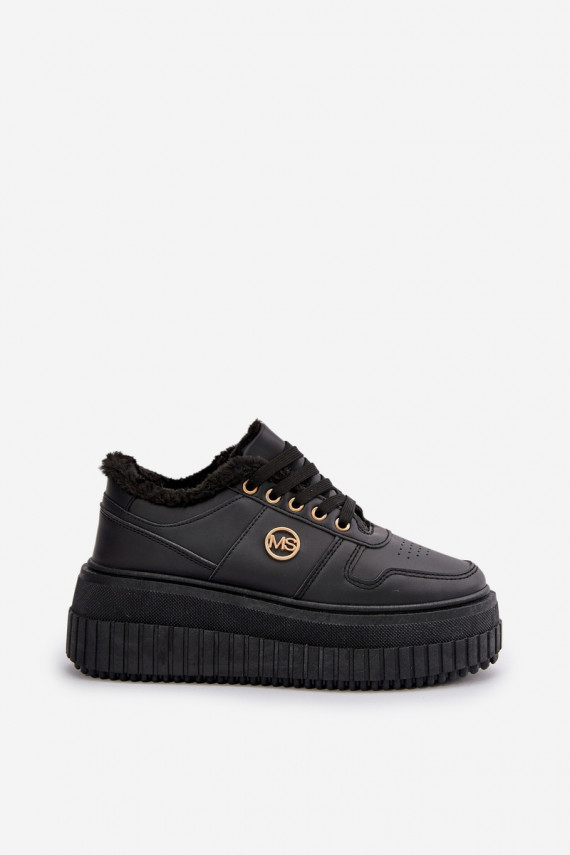 Sneakers modeļa apavi sporta apavi Sievišķīgs siltināti ar modernām masīvām zolēm melnas krāsas Verissha