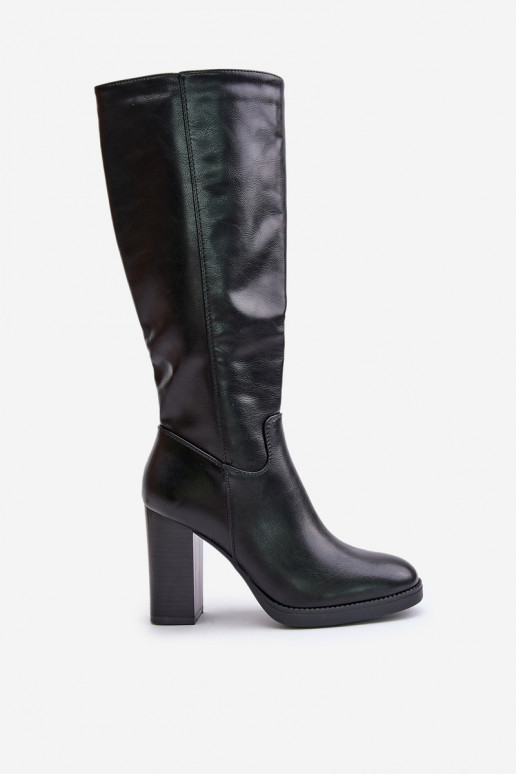 garie zābaki ar papēdi Eko Āda Pret ceļu melnas krāsas Riamaya garie zābaki ar papēdi Eko Āda Pret ceļu melnas krāsas Riamaya