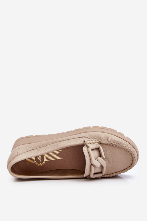 Zazoo 10141 Āda Mokasīni ar platformu ar ornamentiem smilšu krāsas