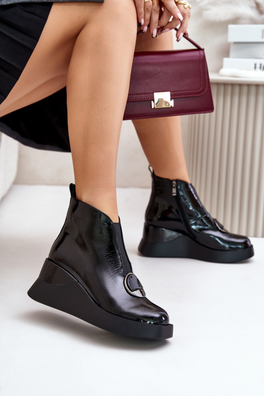 Laque Sieviešu puszābaki Uz ķīļa siltināti D&A MR880-136 melnas krāsas