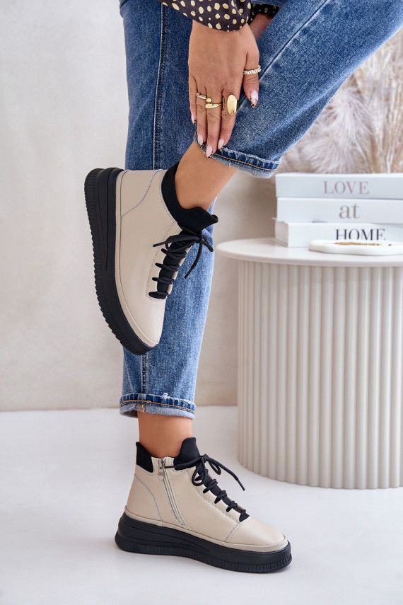 Viegli Āda sporta apavi ar platformu Artiker 55C0554 smilšu krāsas