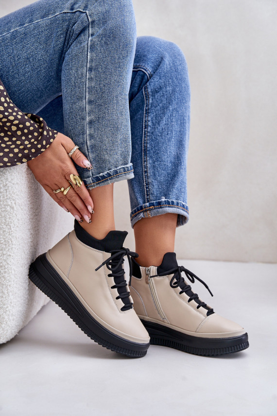 Viegli Āda sporta apavi ar platformu Artiker 55C0554 smilšu krāsas