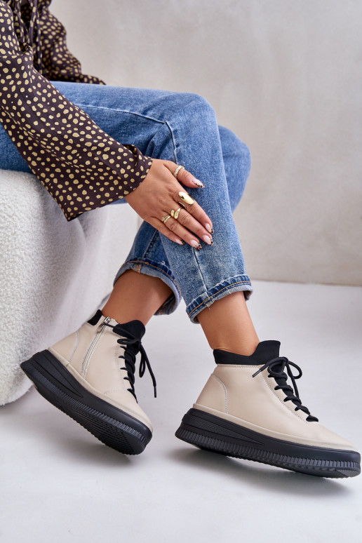 Viegli Āda sporta apavi ar platformu Artiker 55C0554 smilšu krāsas