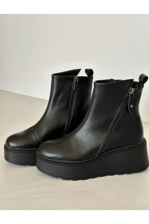 siltināti Sieviešu puszābaki Uz ķīļa un platforma Dabīgas ādas melnas krāsas Vinceza 58340